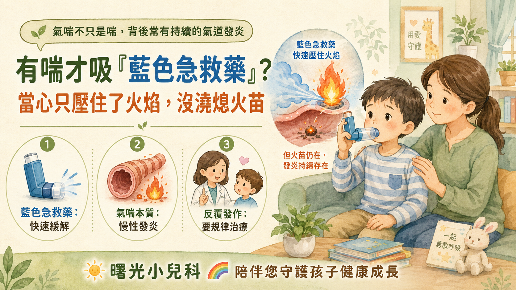 有喘才吸「藍色急救藥」?當心只壓住了火焰,沒澆熄火苗🔥