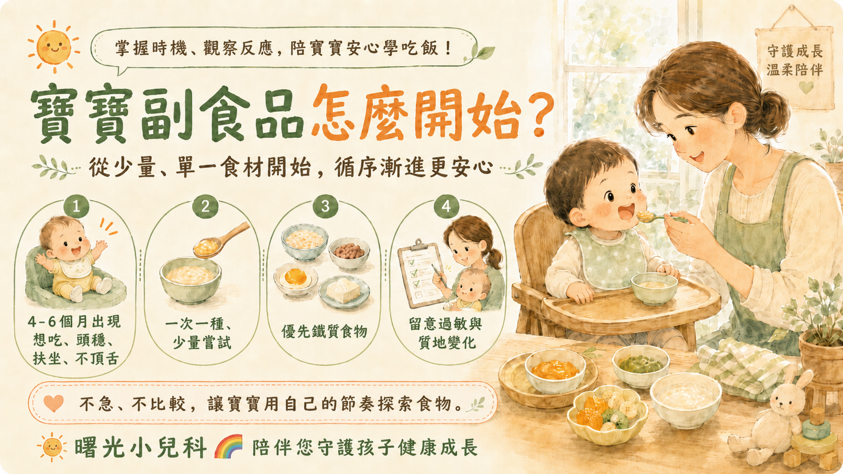 寶寶副食品怎麼開始?從 4 個月到 2 歲的餵食與吞嚥發展重點